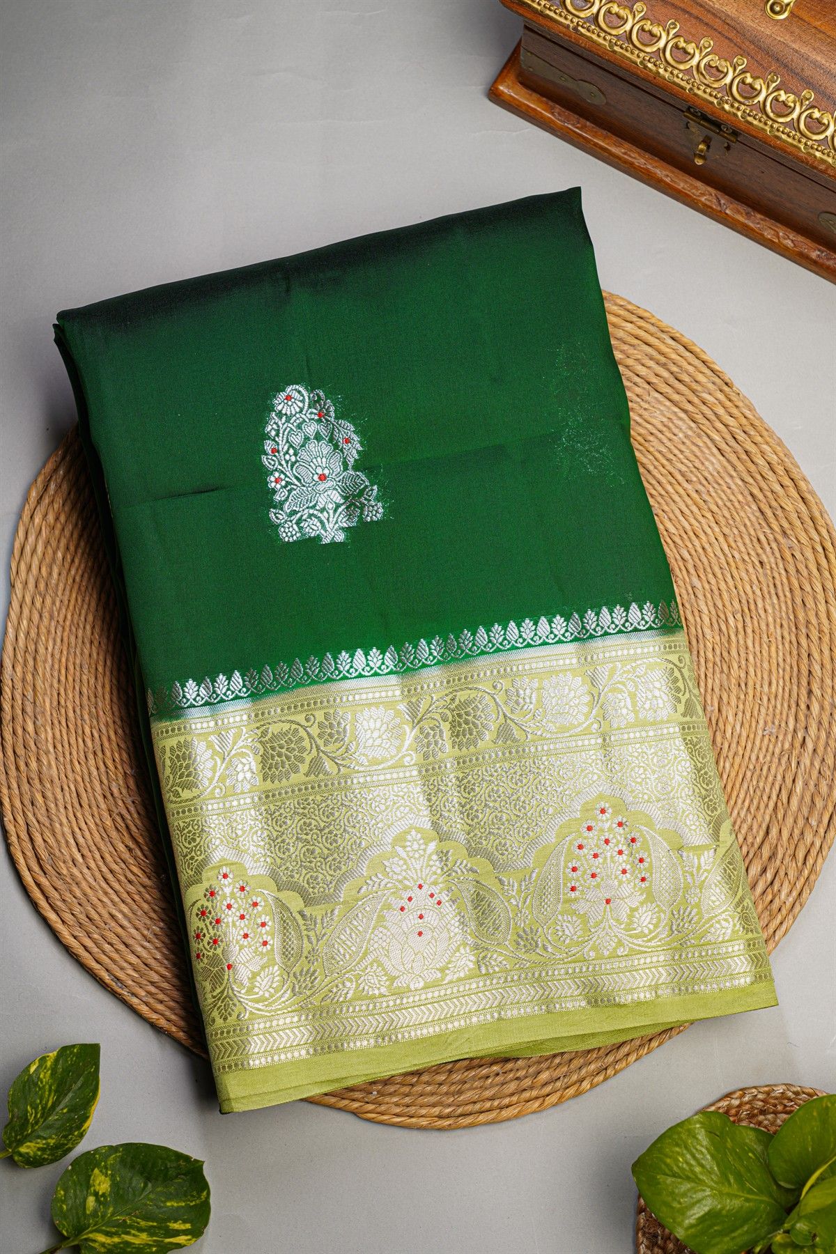 Fancy Matka Silk Bottle Green Saree