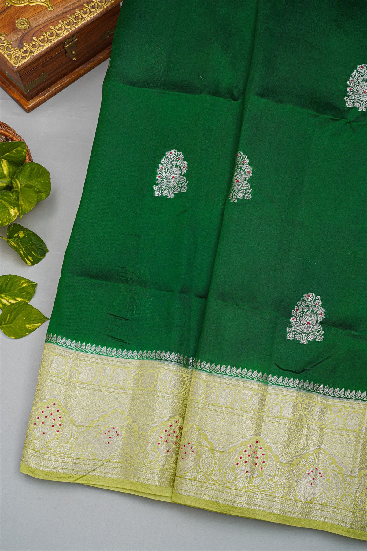 Fancy Matka Silk Bottle Green Saree
