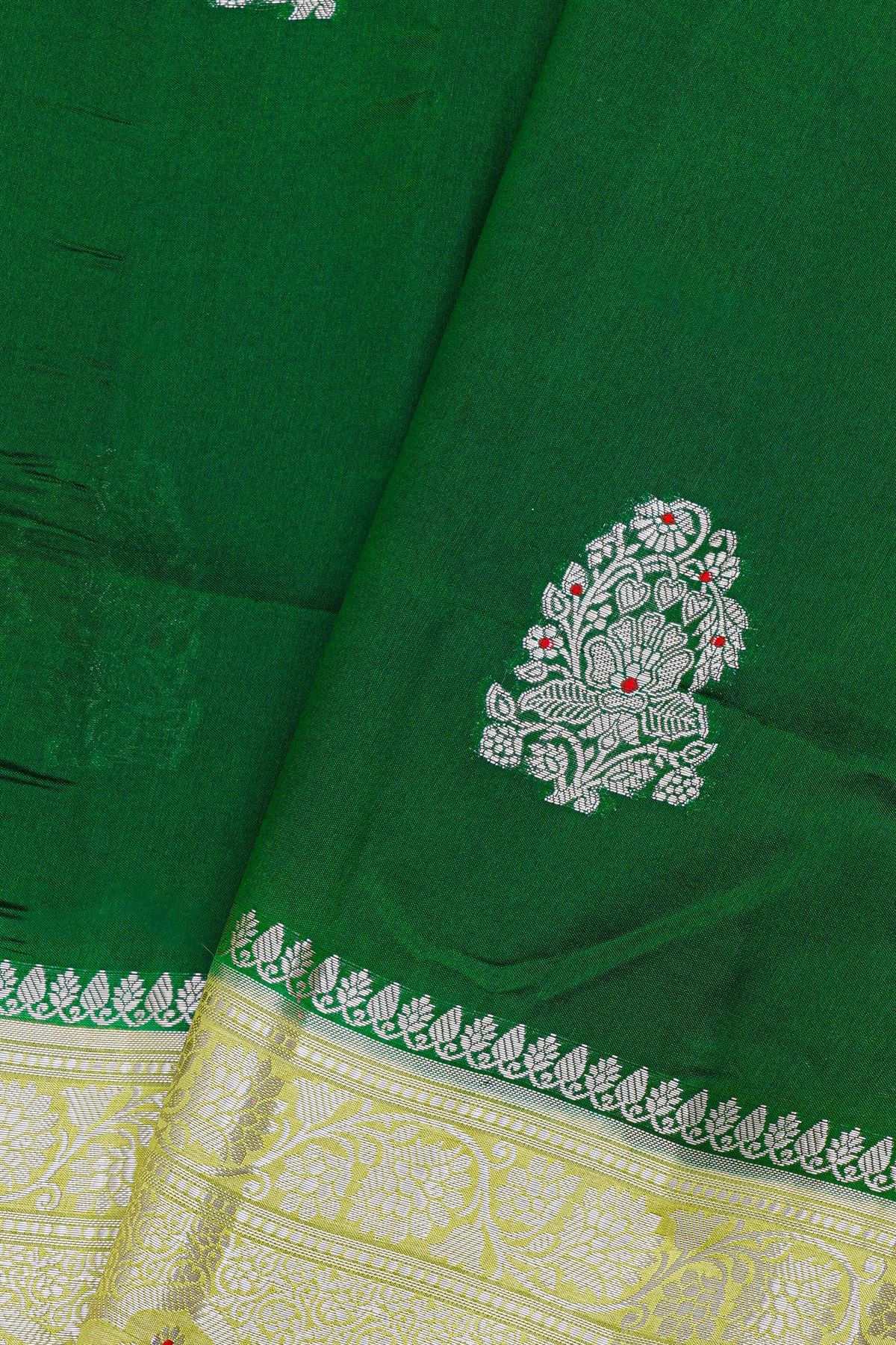 Fancy Matka Silk Bottle Green Saree