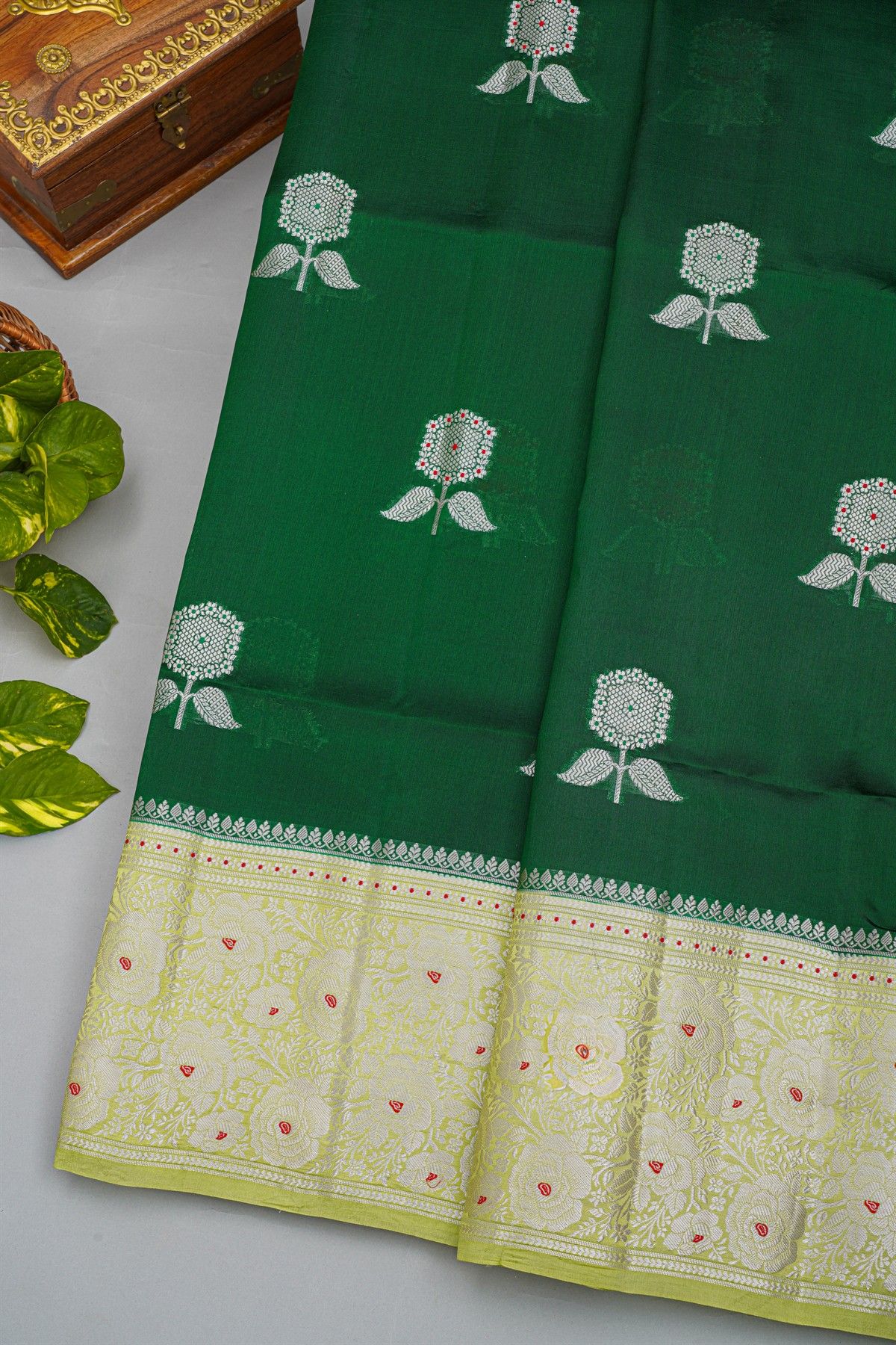 Fancy Matka Silk Bottle Green Saree