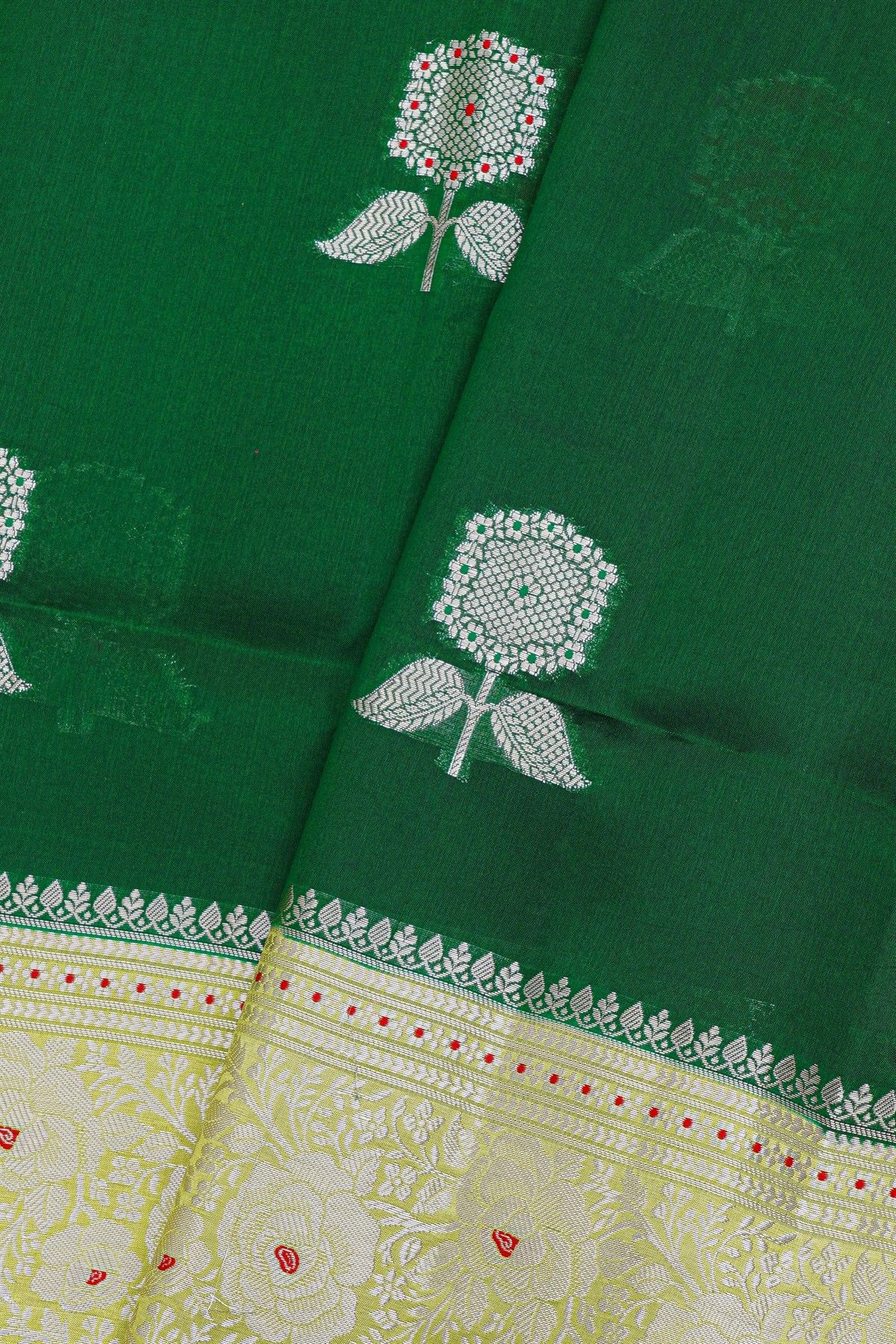 Fancy Matka Silk Bottle Green Saree