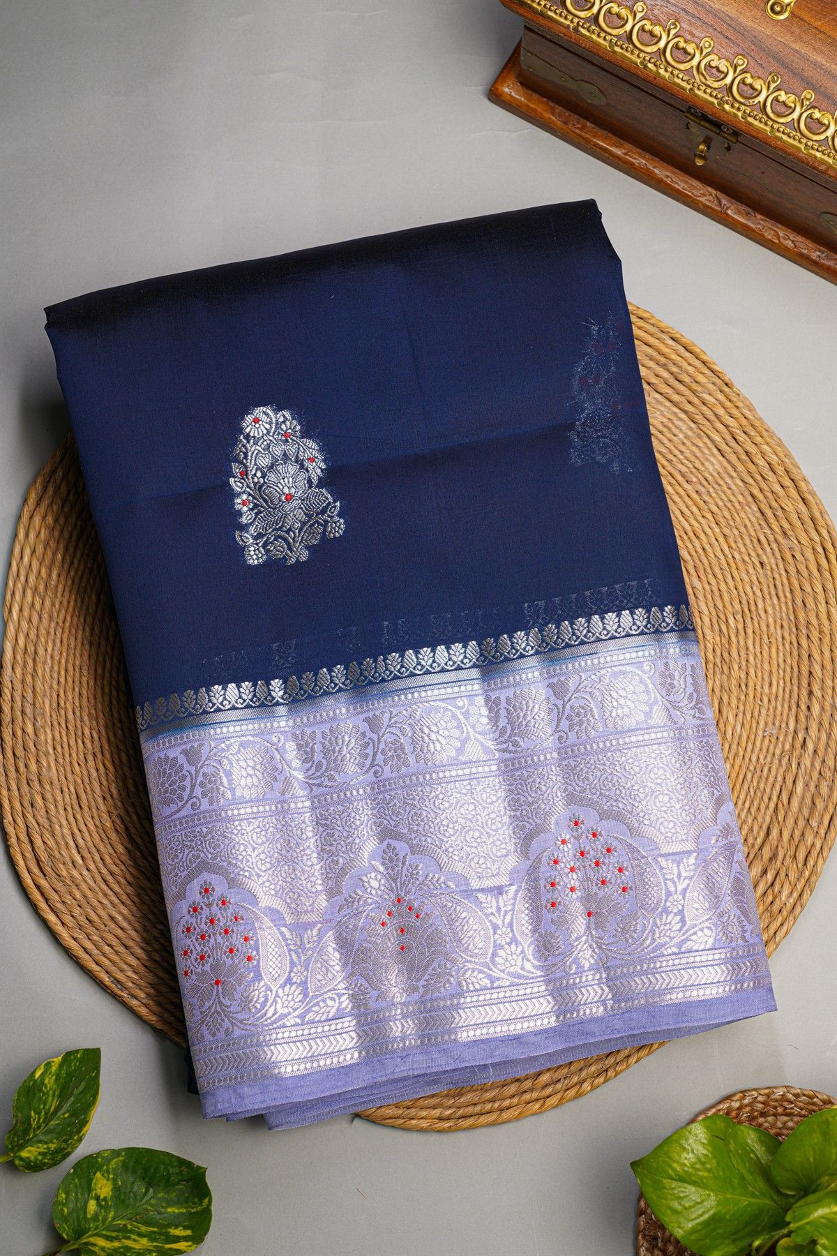 Fancy Matka Silk Navy Blue Saree