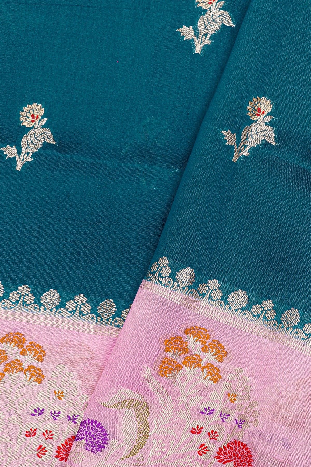Fancy Matka Silk Teal Blue Saree
