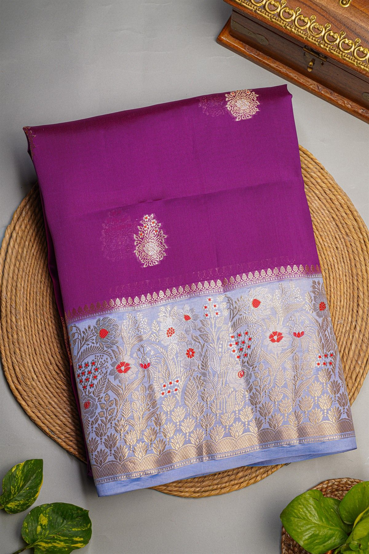 Fancy Matka Silk Purple Saree