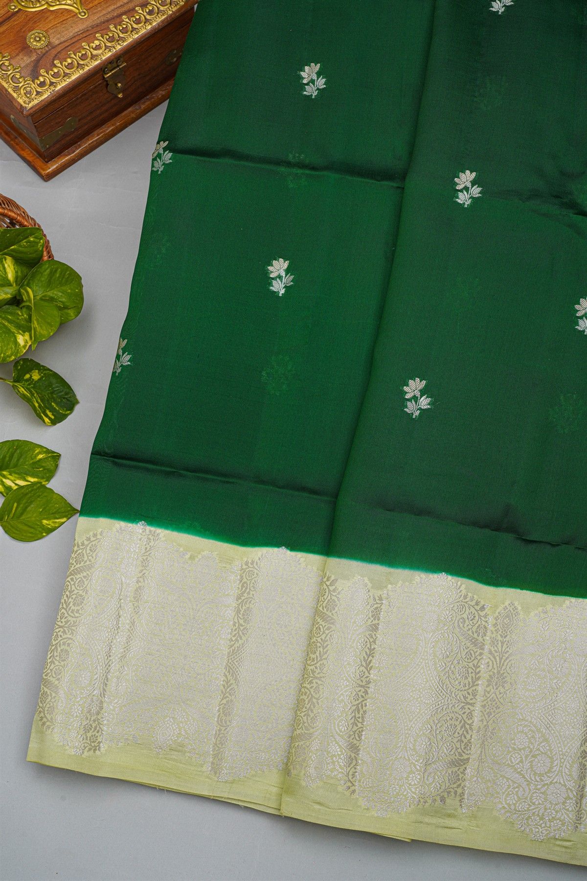 Fancy Matka Silk Bottle Green Saree