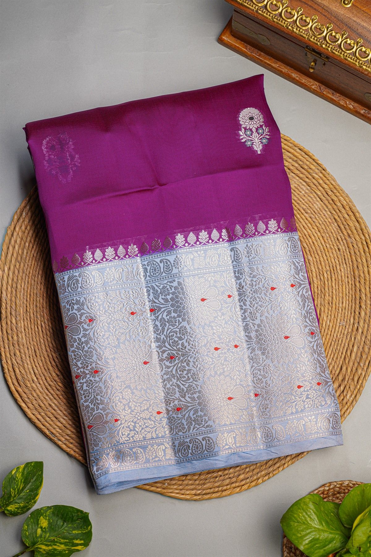 Fancy Matka Silk Purple Saree