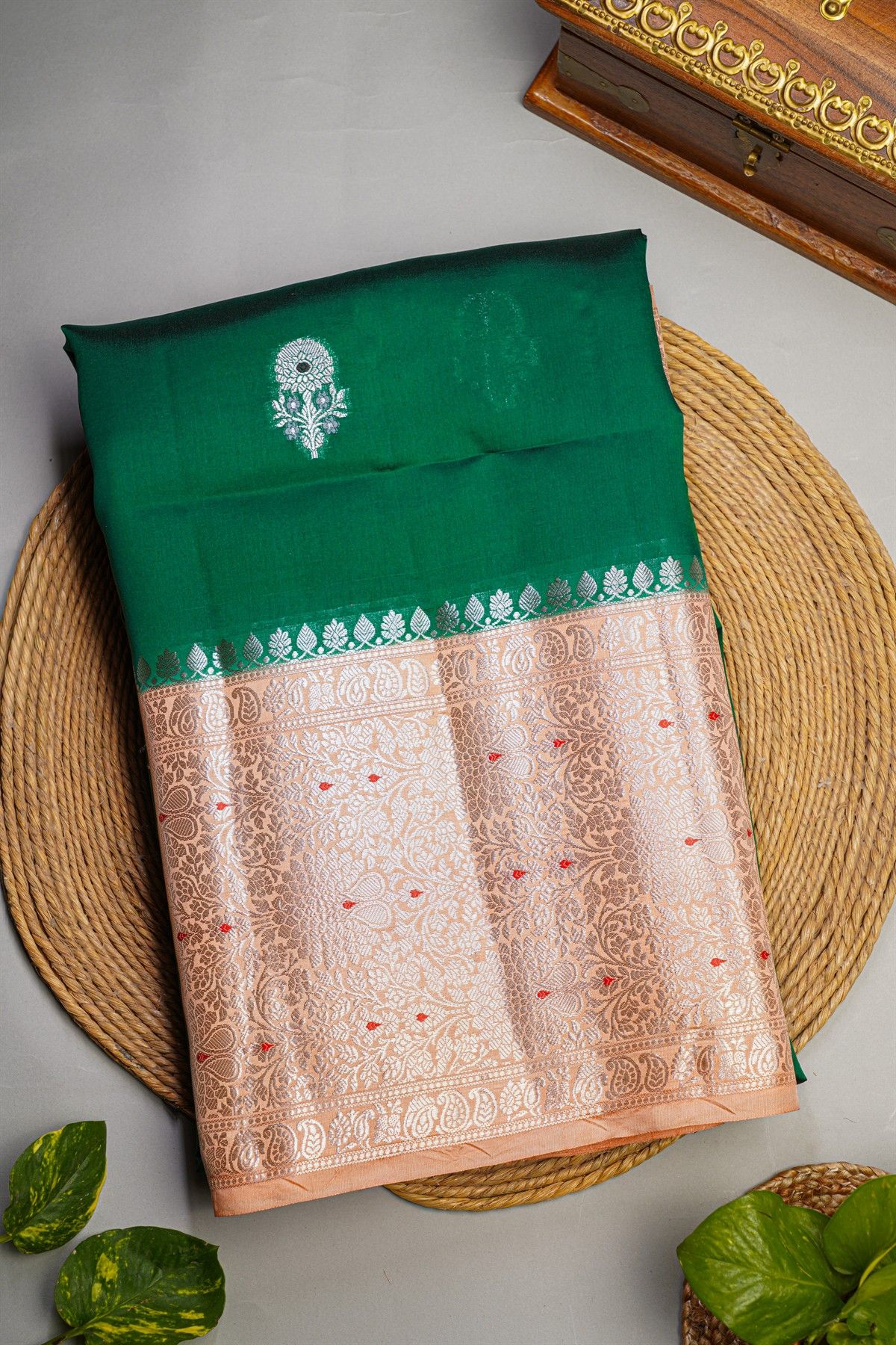Fancy Matka Silk Bottle Green Saree