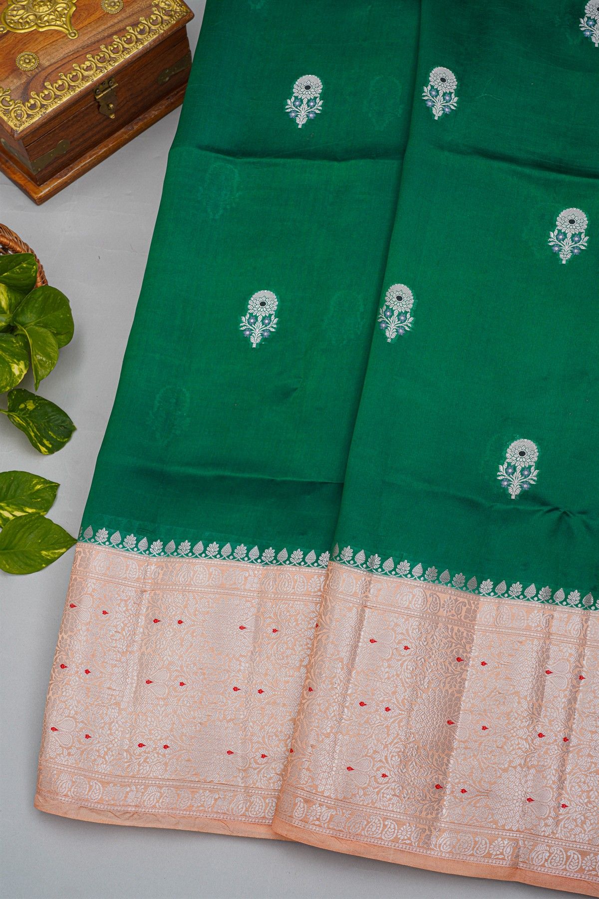Fancy Matka Silk Bottle Green Saree