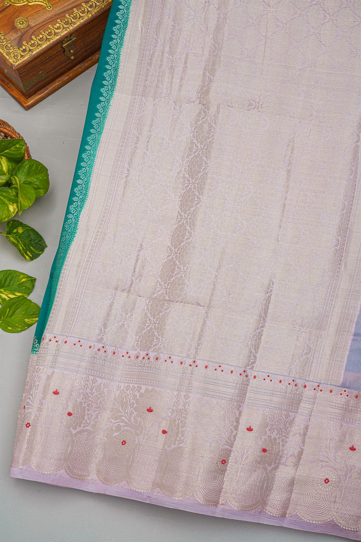 Fancy Matka Silk Peacock Green Saree