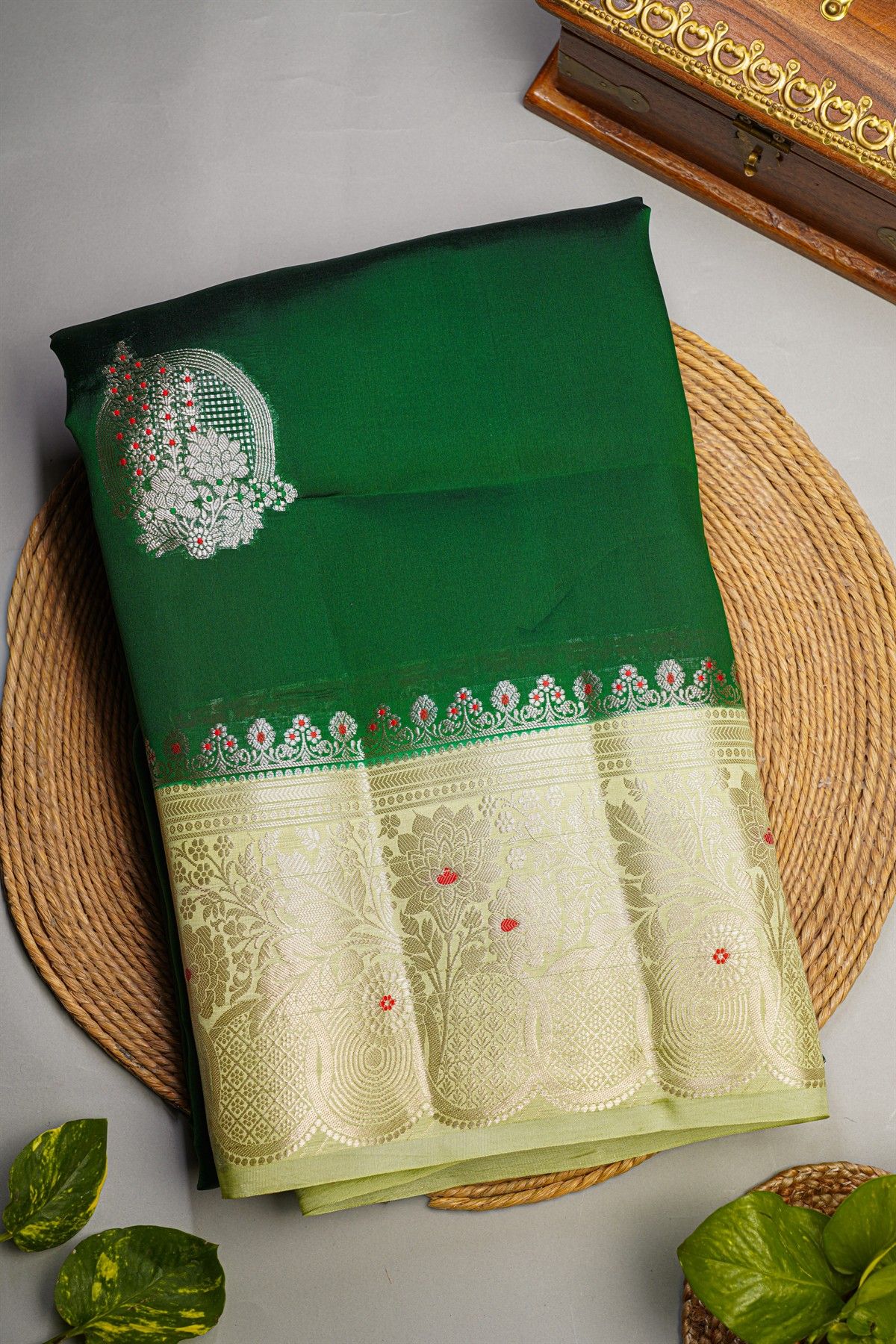 Fancy Matka Silk Bottle Green Saree