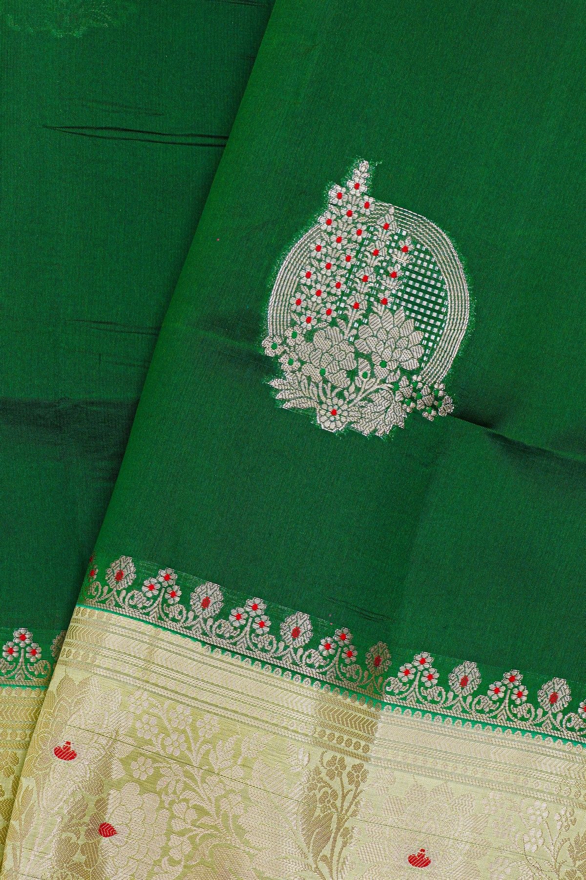 Fancy Matka Silk Bottle Green Saree
