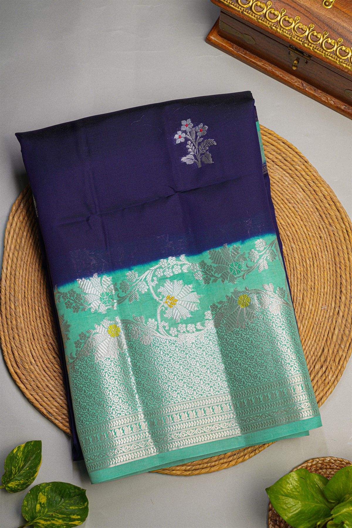 Fancy Matka Silk Navy Blue Saree