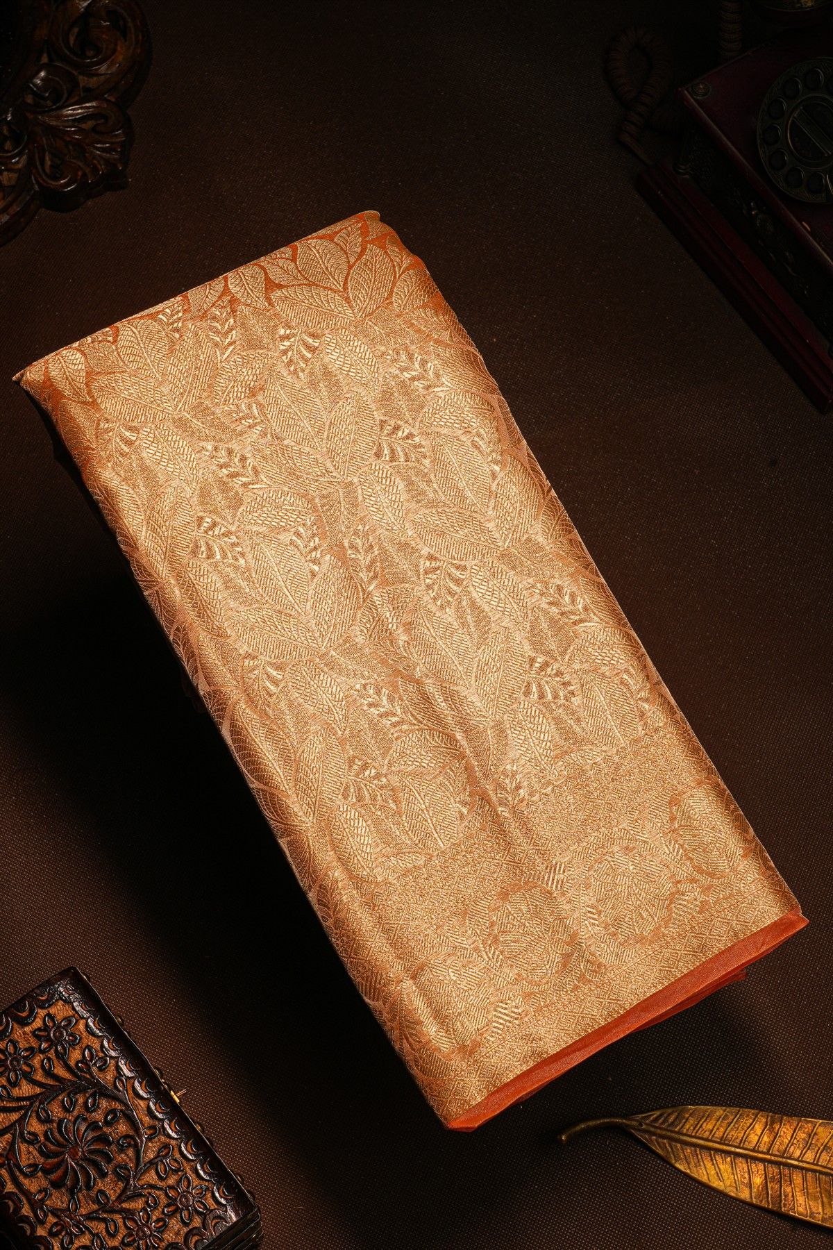 Fancy Kora Peach Saree