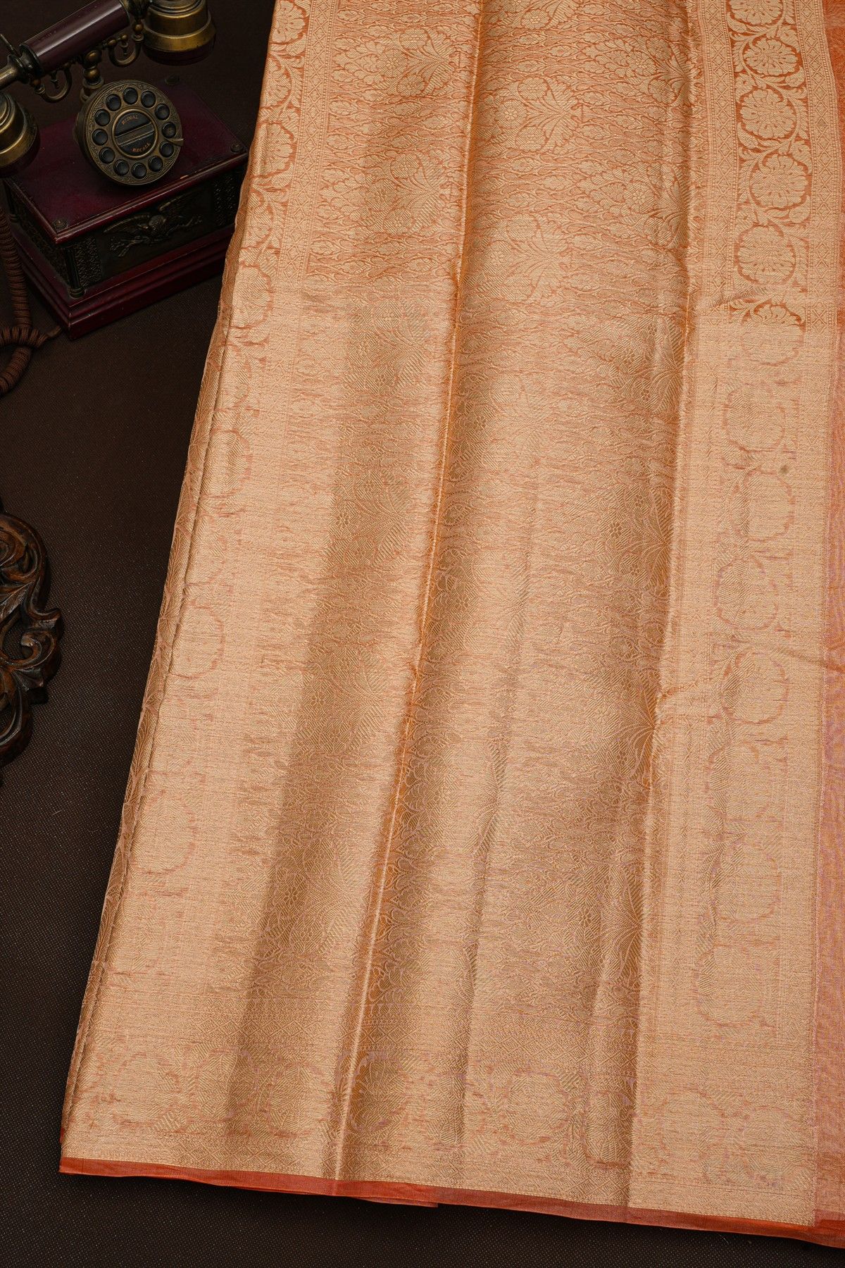 Fancy Kora Peach Saree