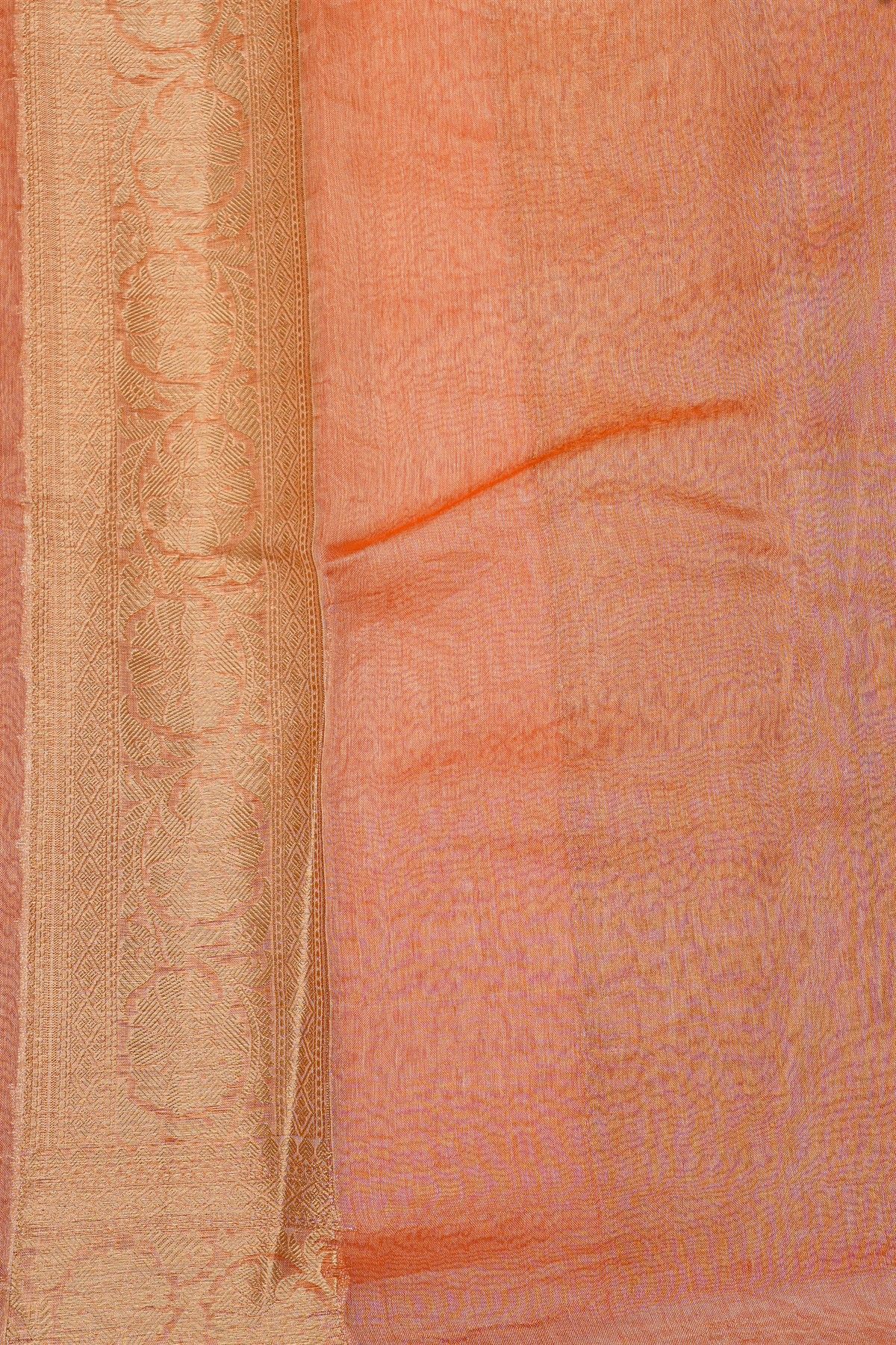 Fancy Kora Peach Saree