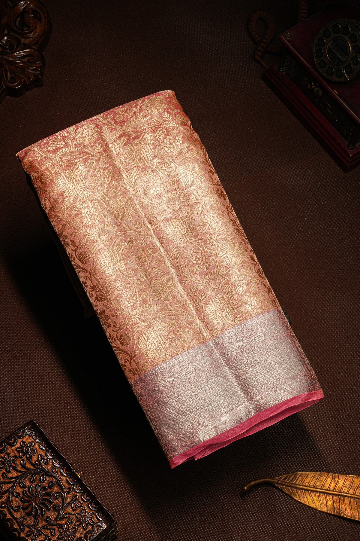 Fancy Kora Peach Saree