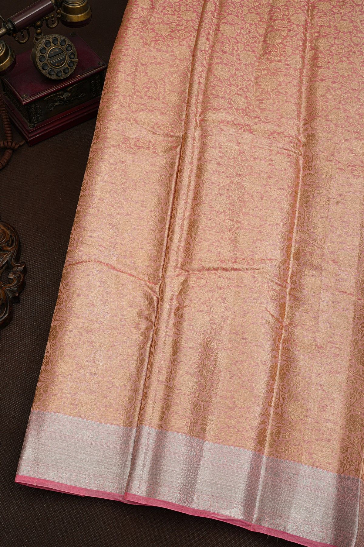 Fancy Kora Peach Saree