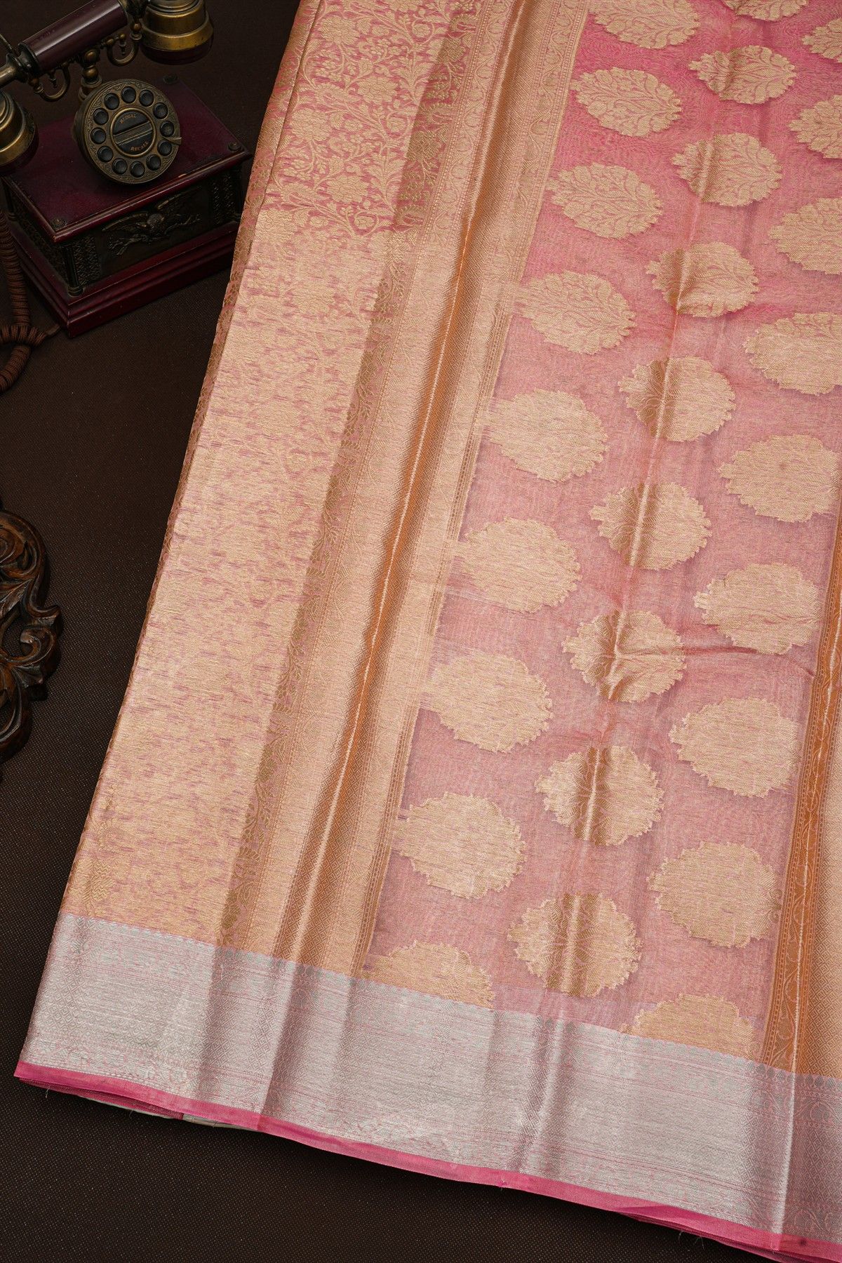 Fancy Kora Peach Saree