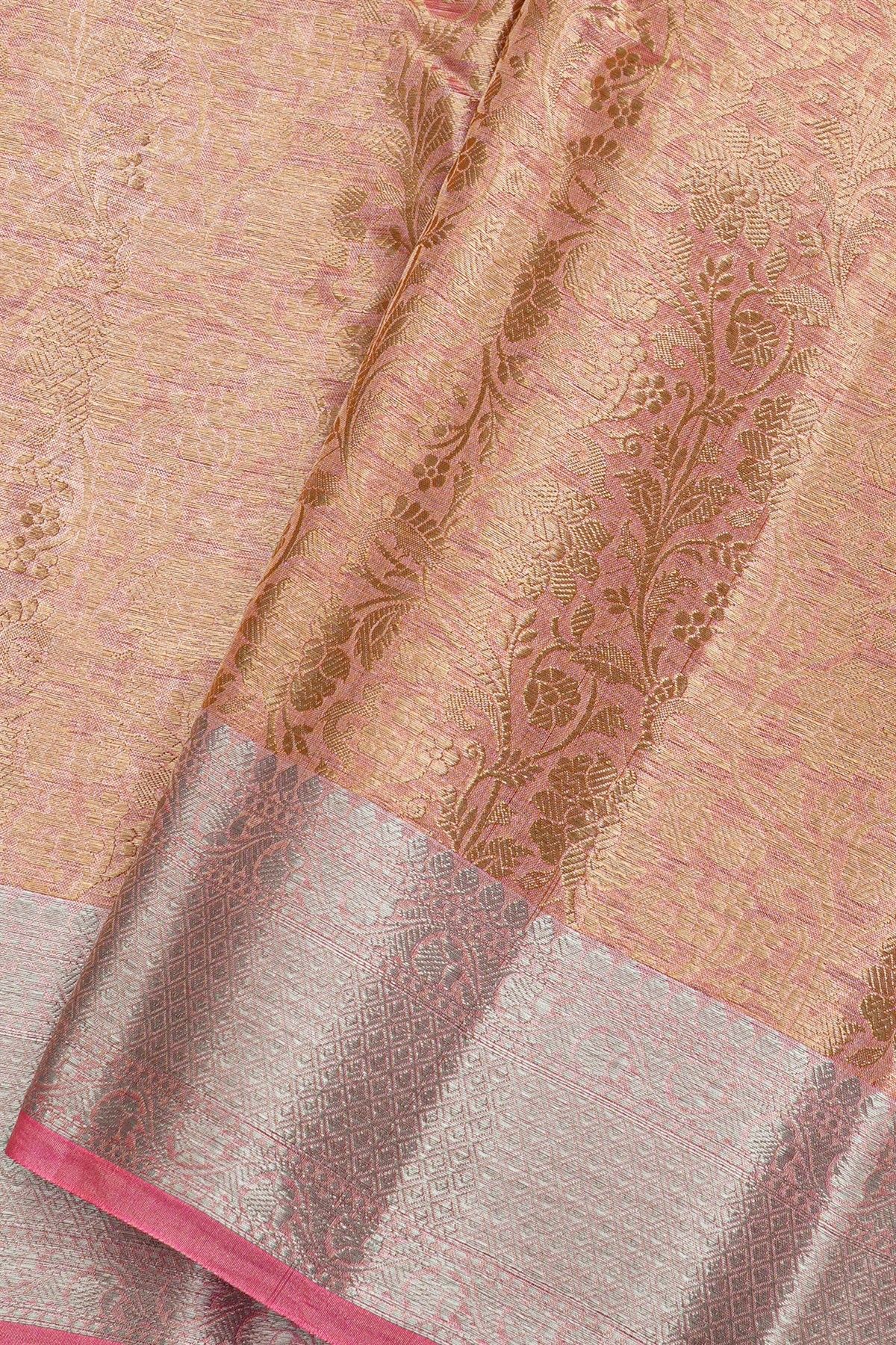 Fancy Kora Peach Saree