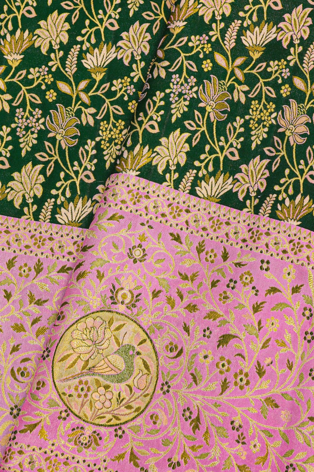 Semi Kancheepuram Silk Bottle Green Saree