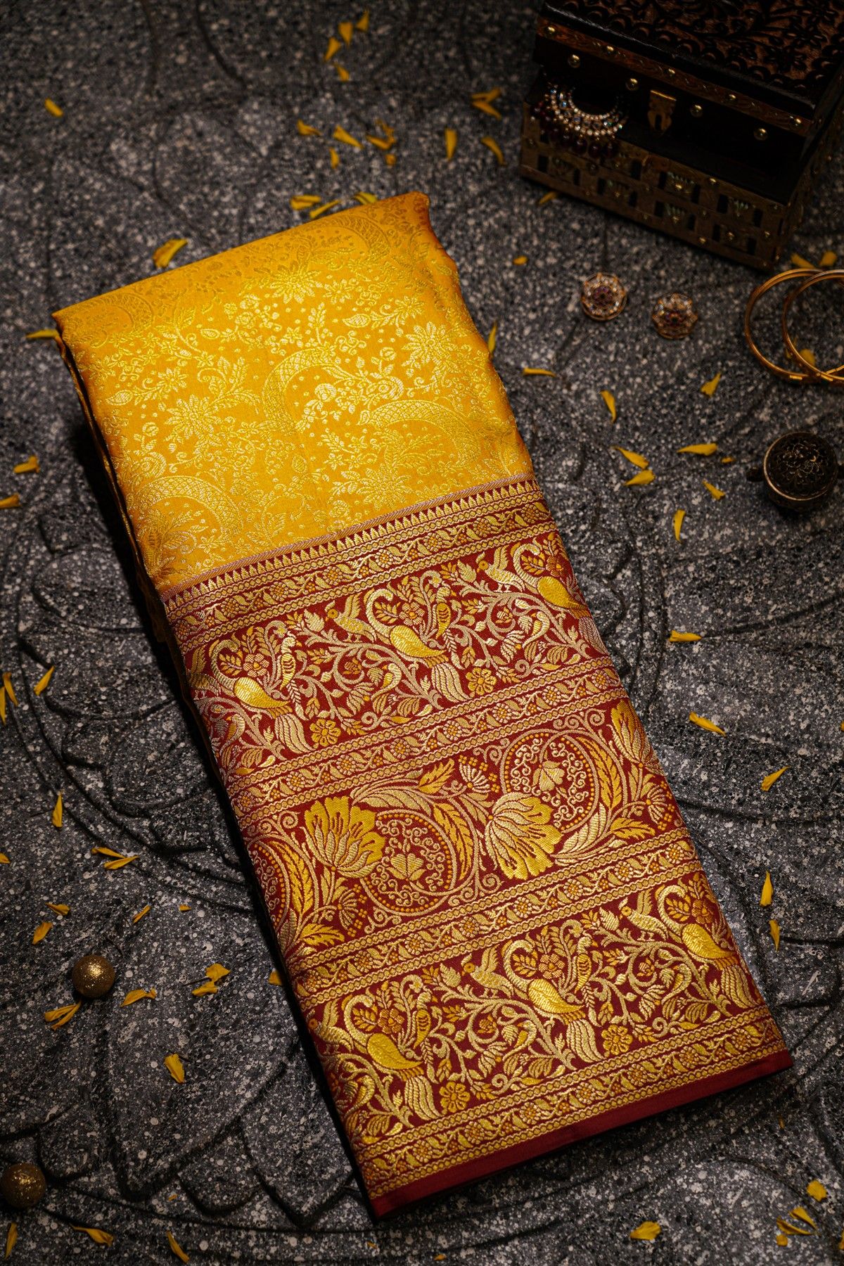Kancheepuram Silk Mustard Saree