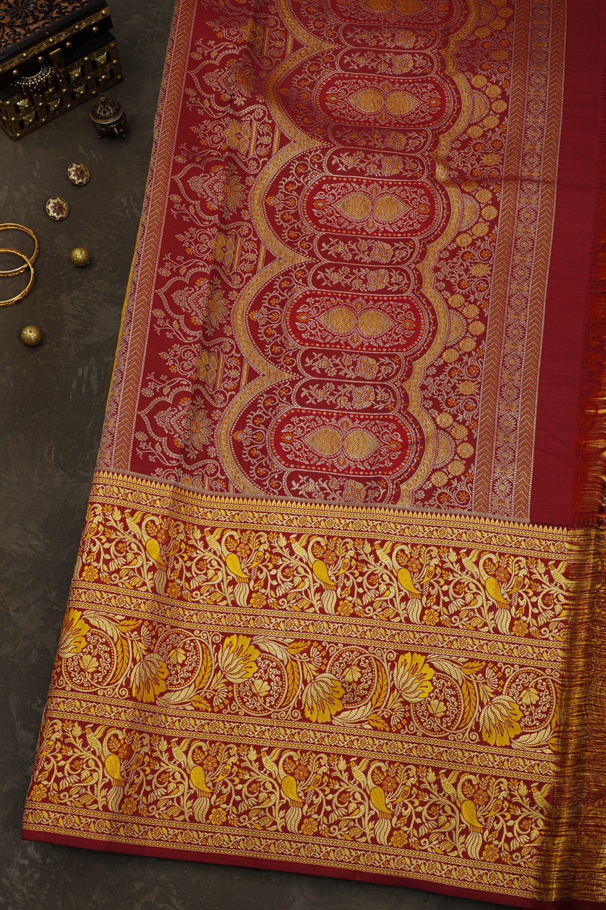 Kancheepuram Silk Mustard Saree