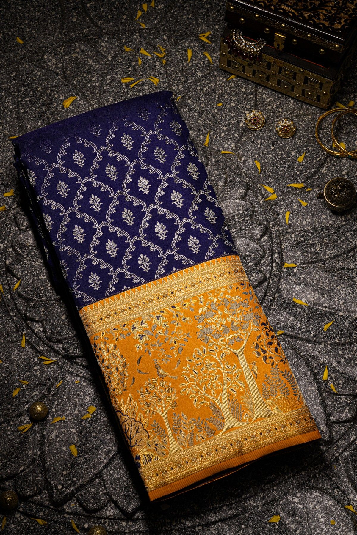 Kancheepuram Silk Navy Blue Saree