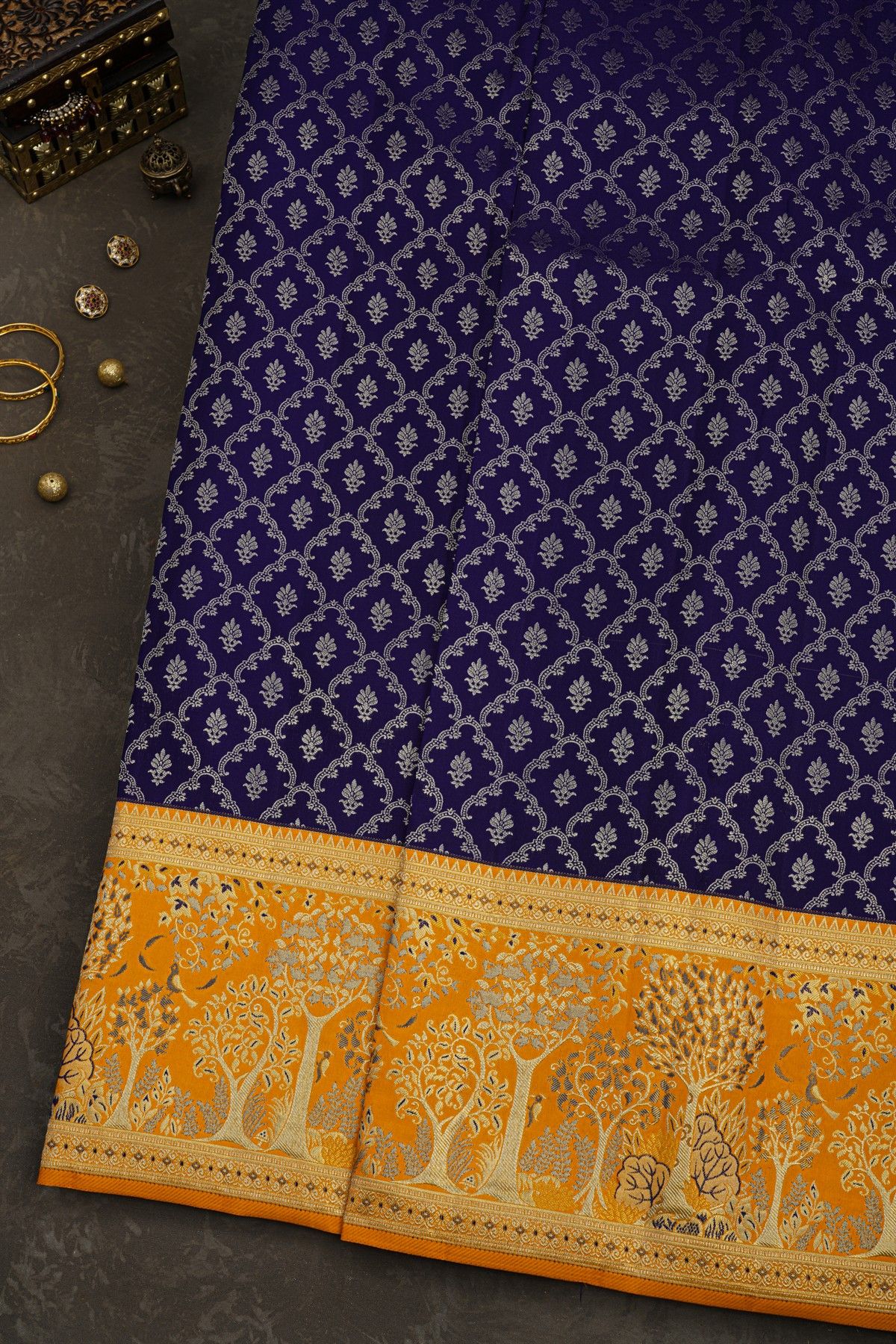 Kancheepuram Silk Navy Blue Saree
