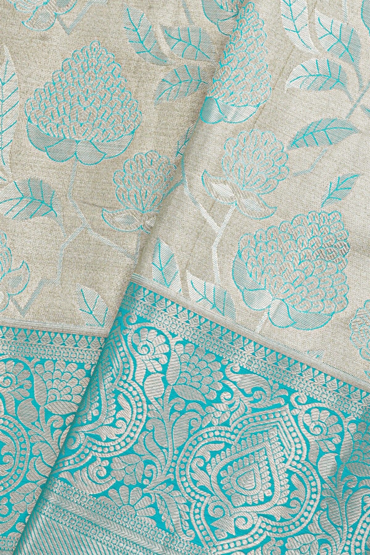 Kancheepuram Tissue Sky Blue Saree.