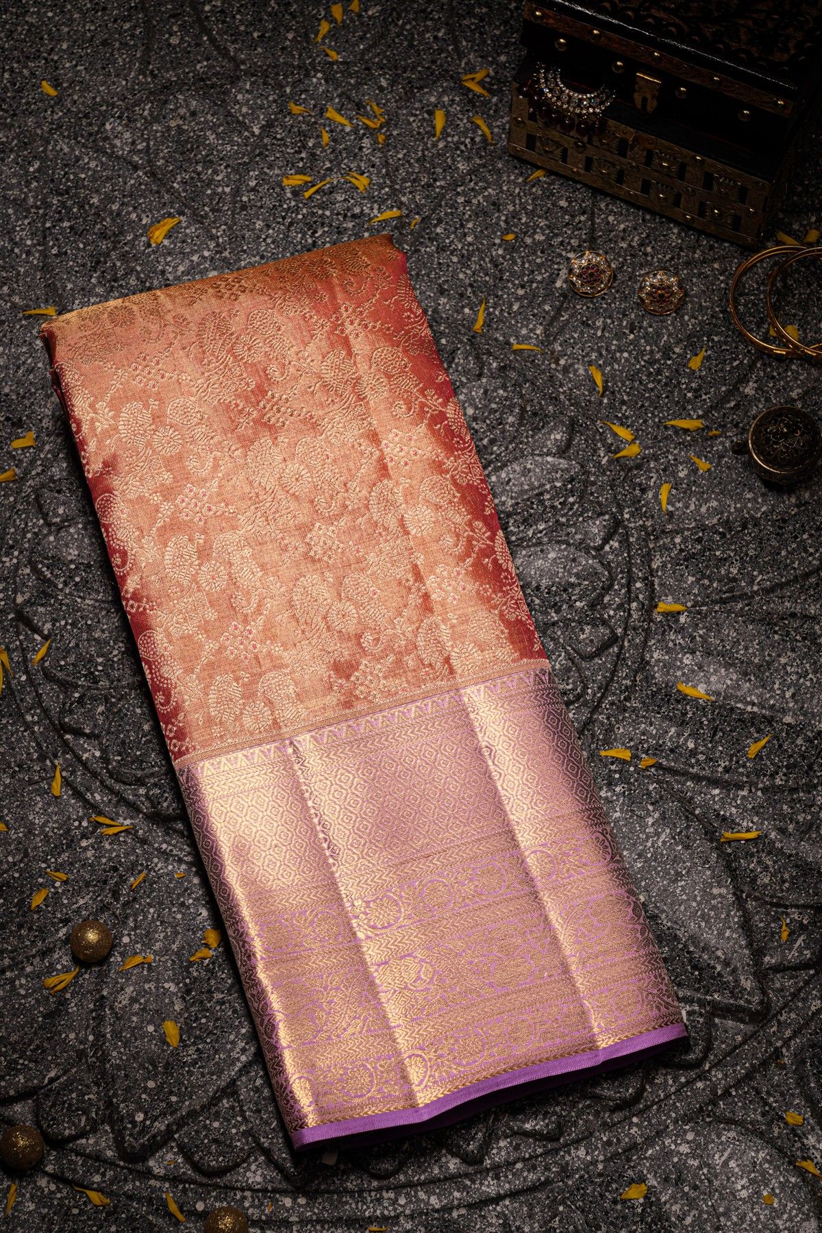 Kancheepuram Tissue Peach Saree