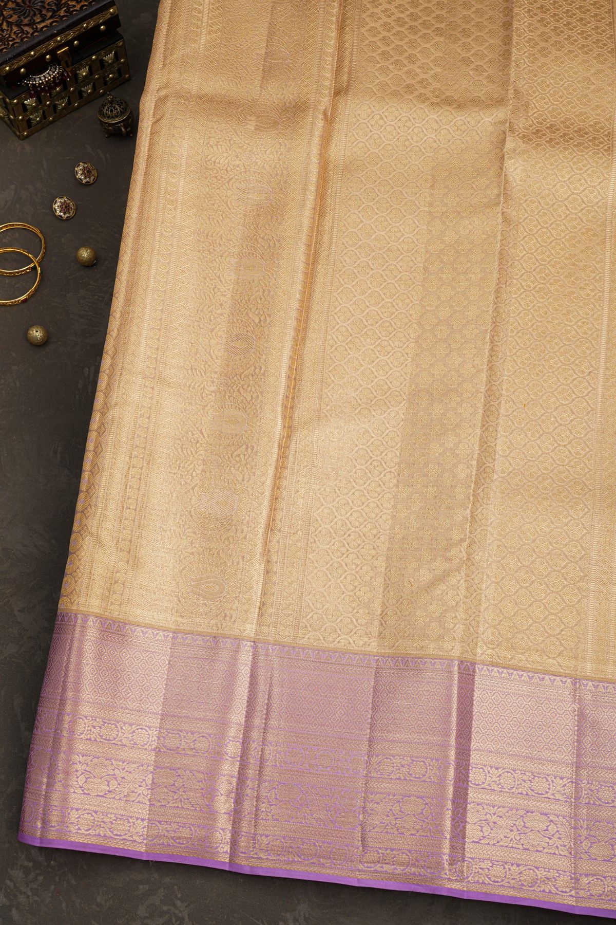 Kancheepuram Tissue Peach Saree
