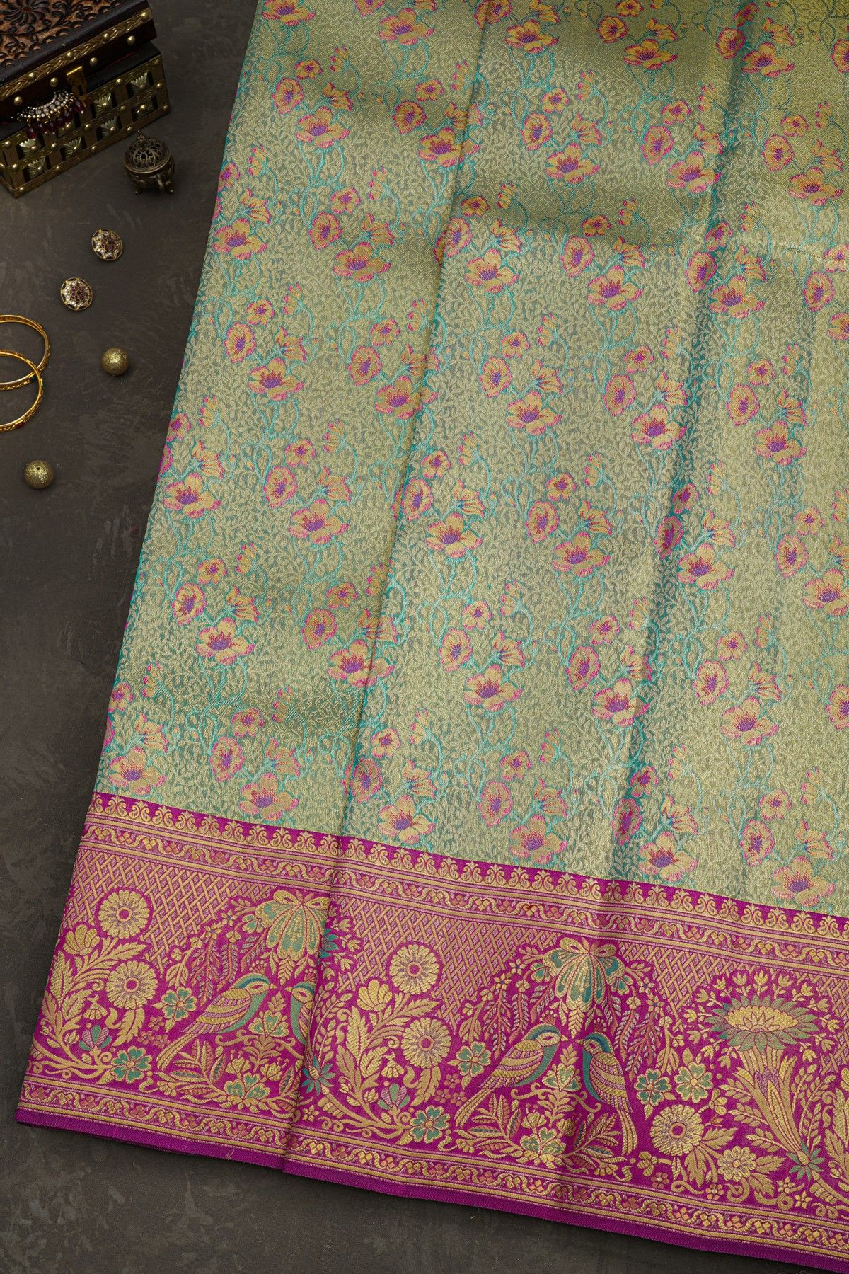 Kancheepuram Tissue Blue Saree