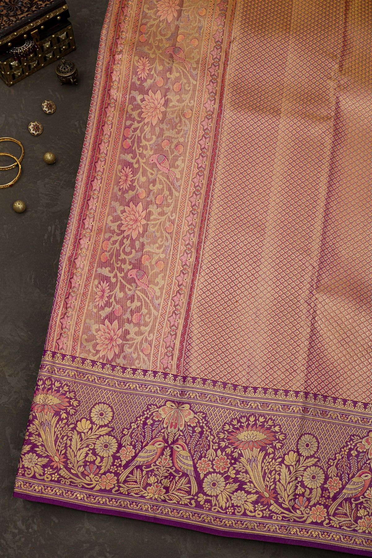 Kancheepuram Silk Peach Saree