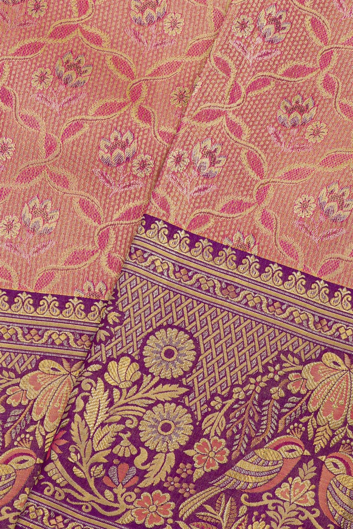 Kancheepuram Silk Peach Saree