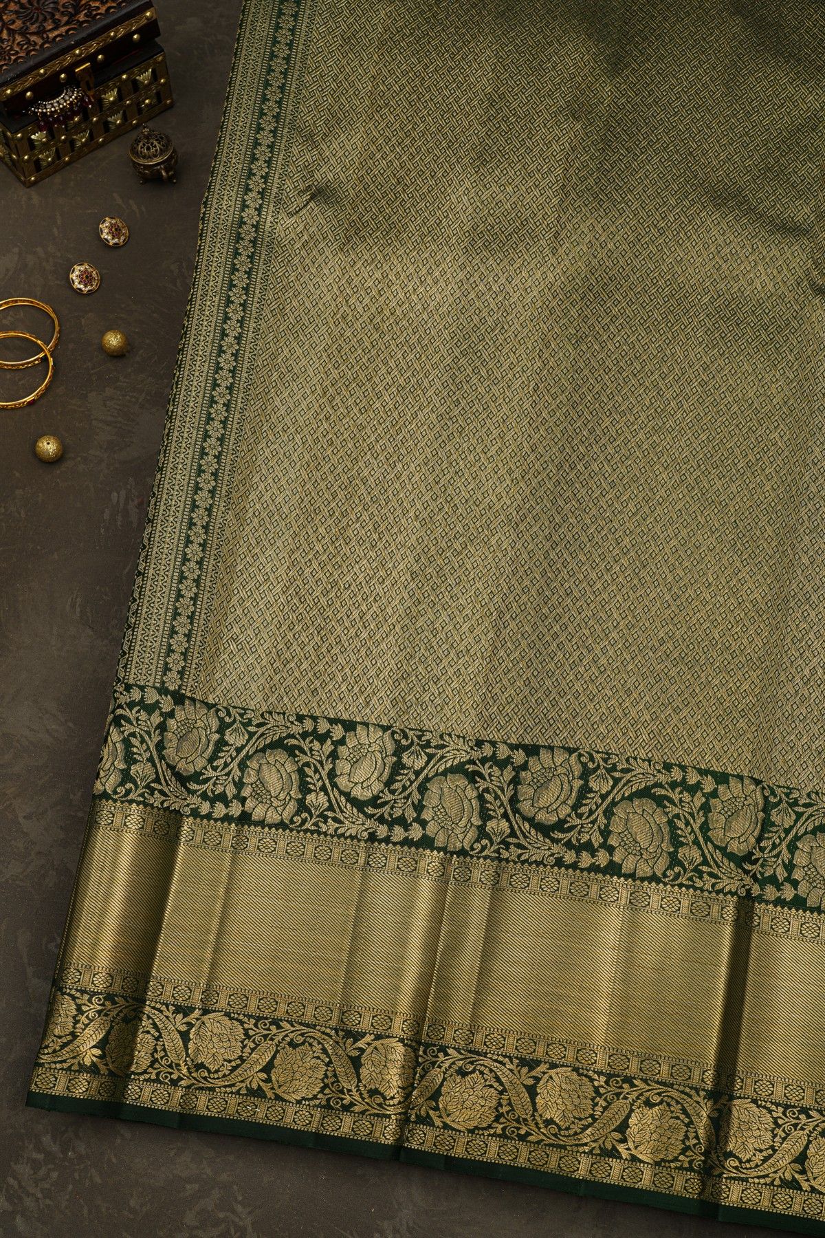 Kancheepuram Silk Bottle Green Saree