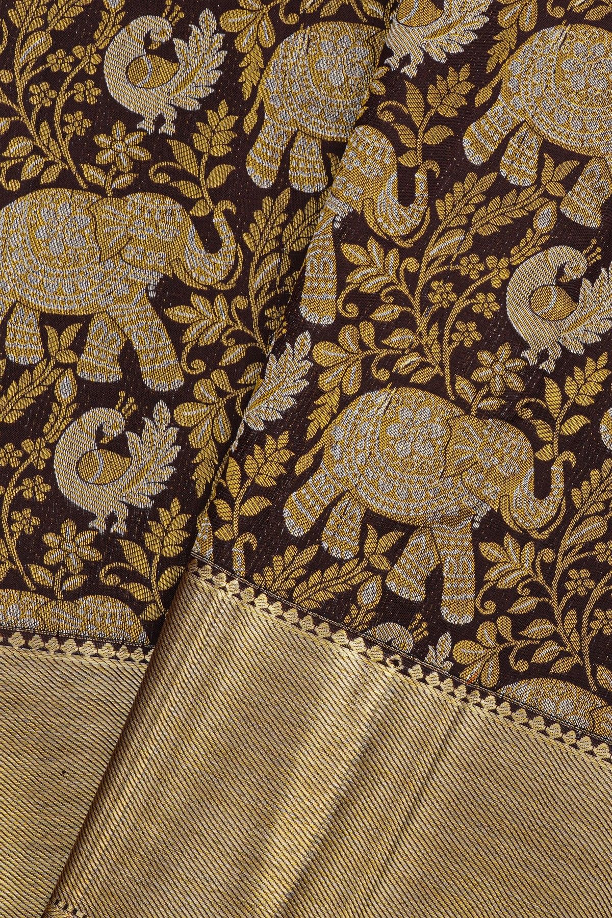 Kancheepuram Silk Dark Brown Saree