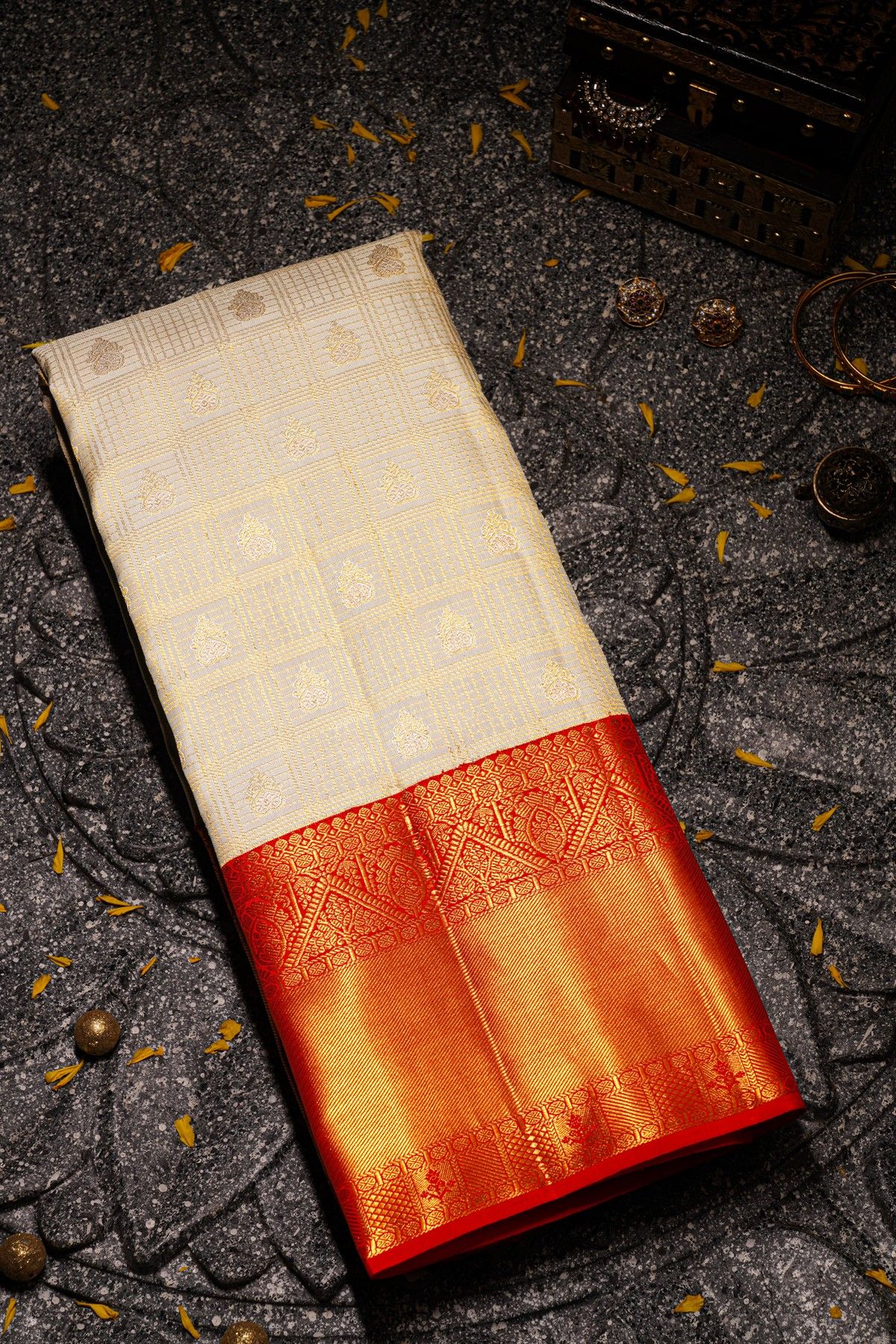 Kancheepuram Silk Off White Saree