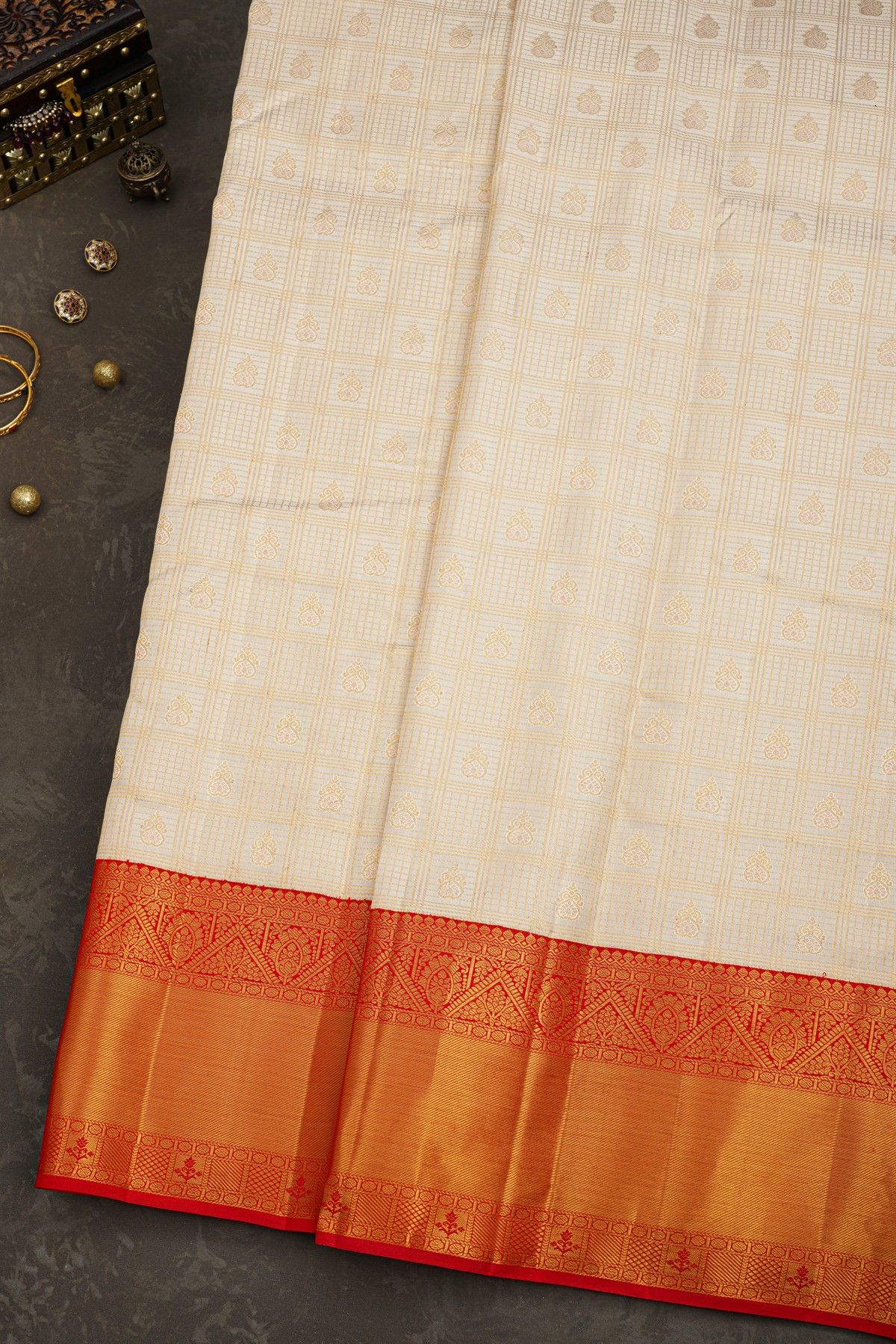 Kancheepuram Silk Off White Saree
