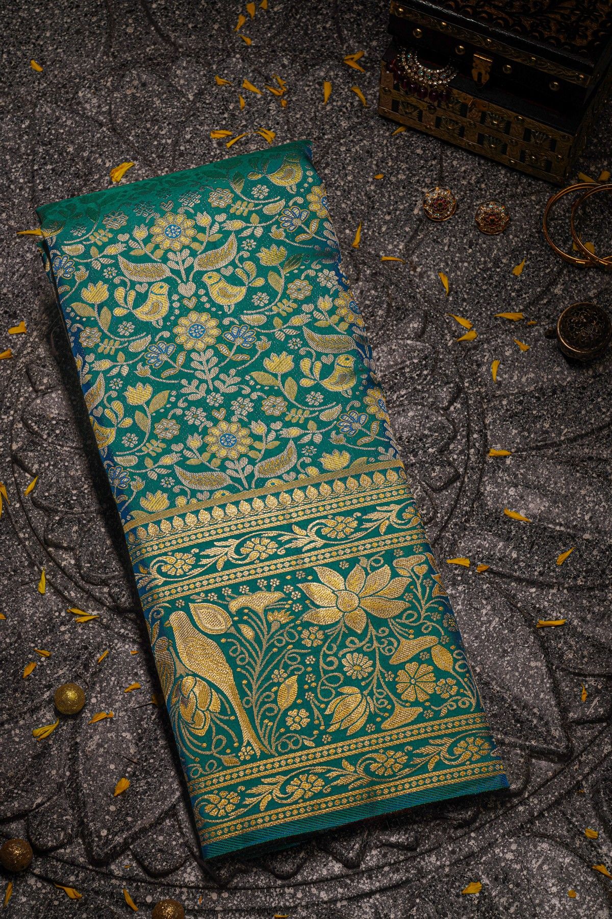 Kancheepuram Silk Peacock Blue Saree