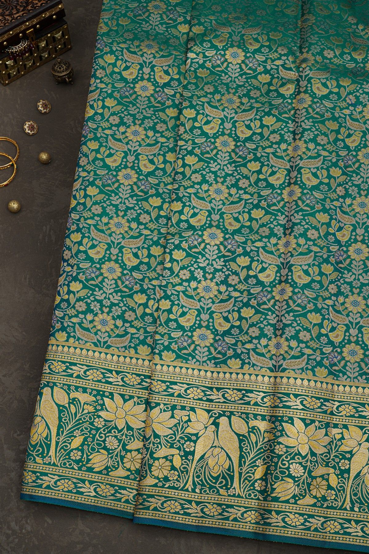Kancheepuram Silk Peacock Blue Saree