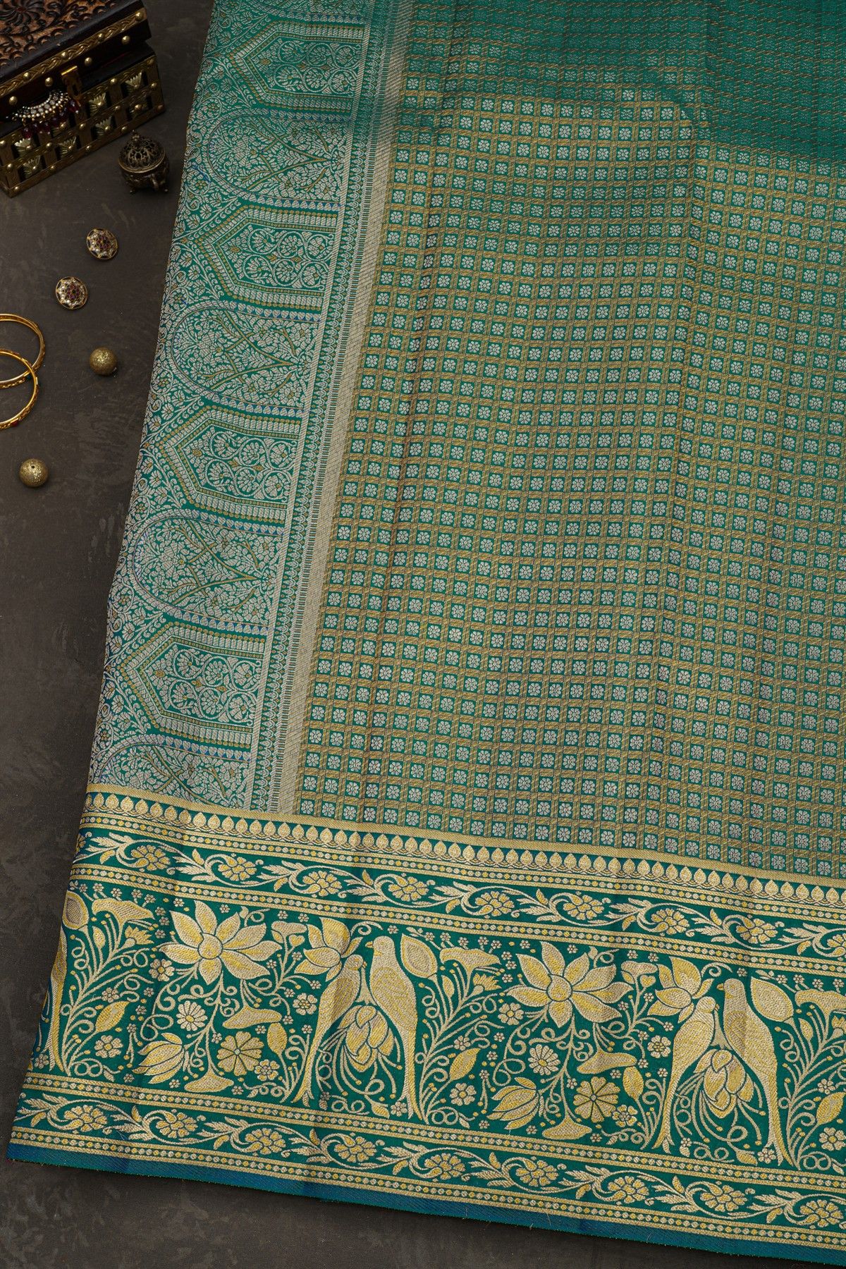 Kancheepuram Silk Peacock Blue Saree