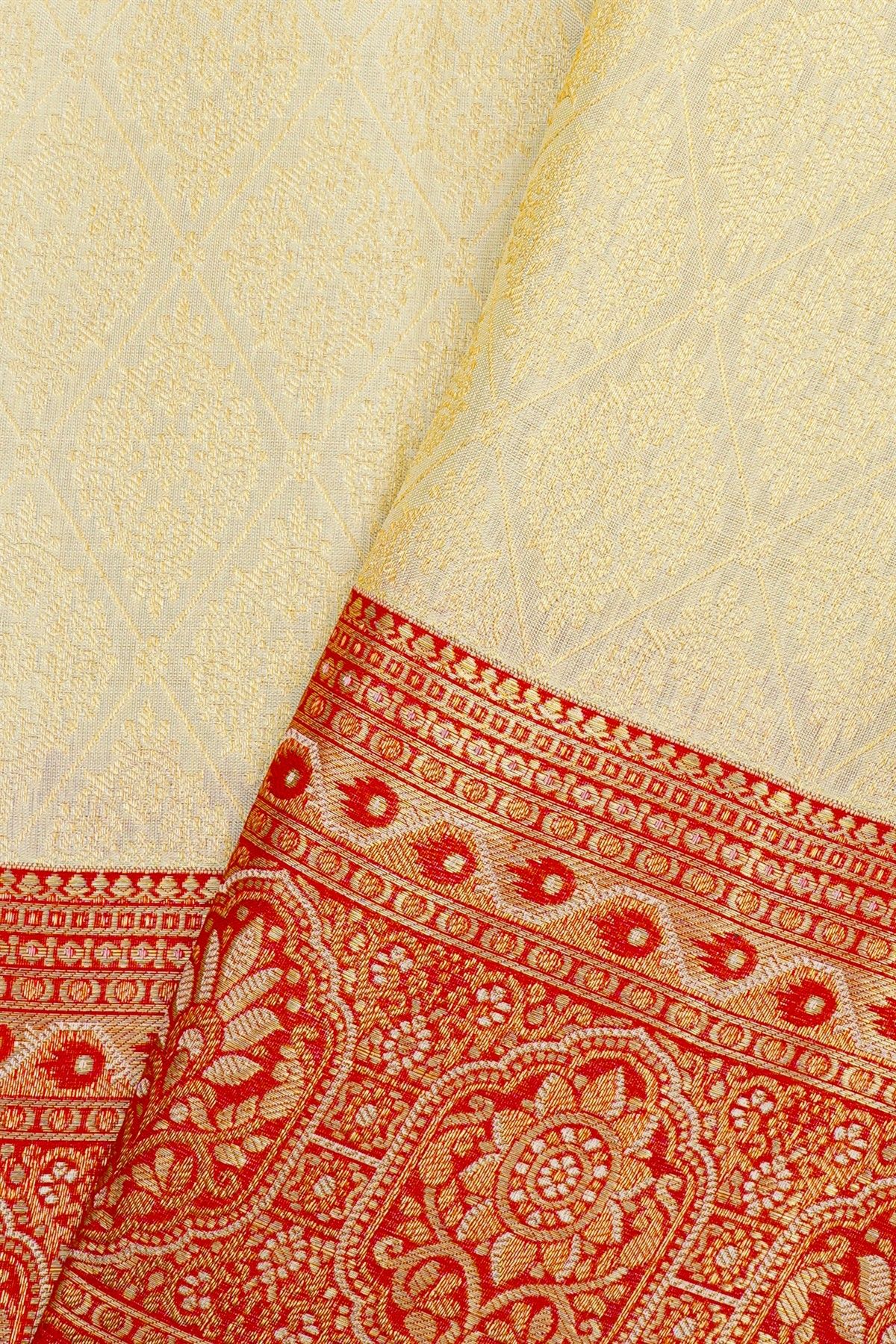 Kancheepuram Tissue Cream Saree