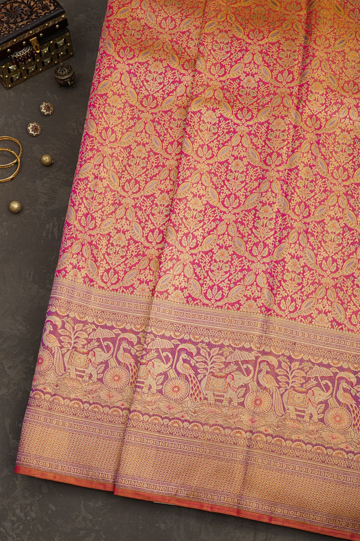 Kancheepuram Silk Magenta Saree