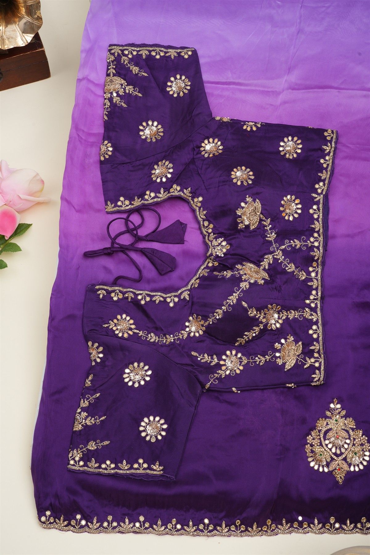 Designer Satin Multi-Colour Saree