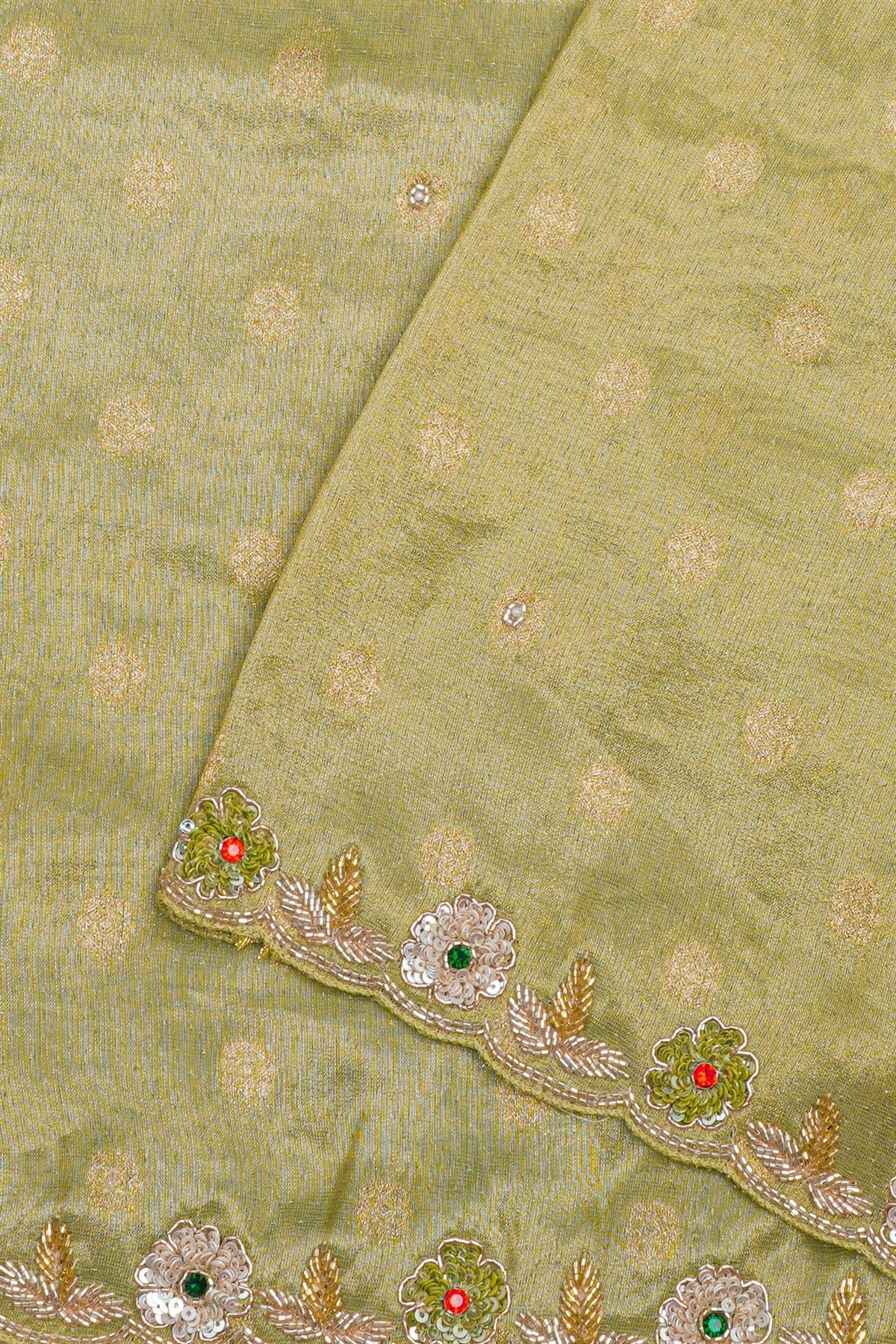 Designer Organza Pista Green Saree