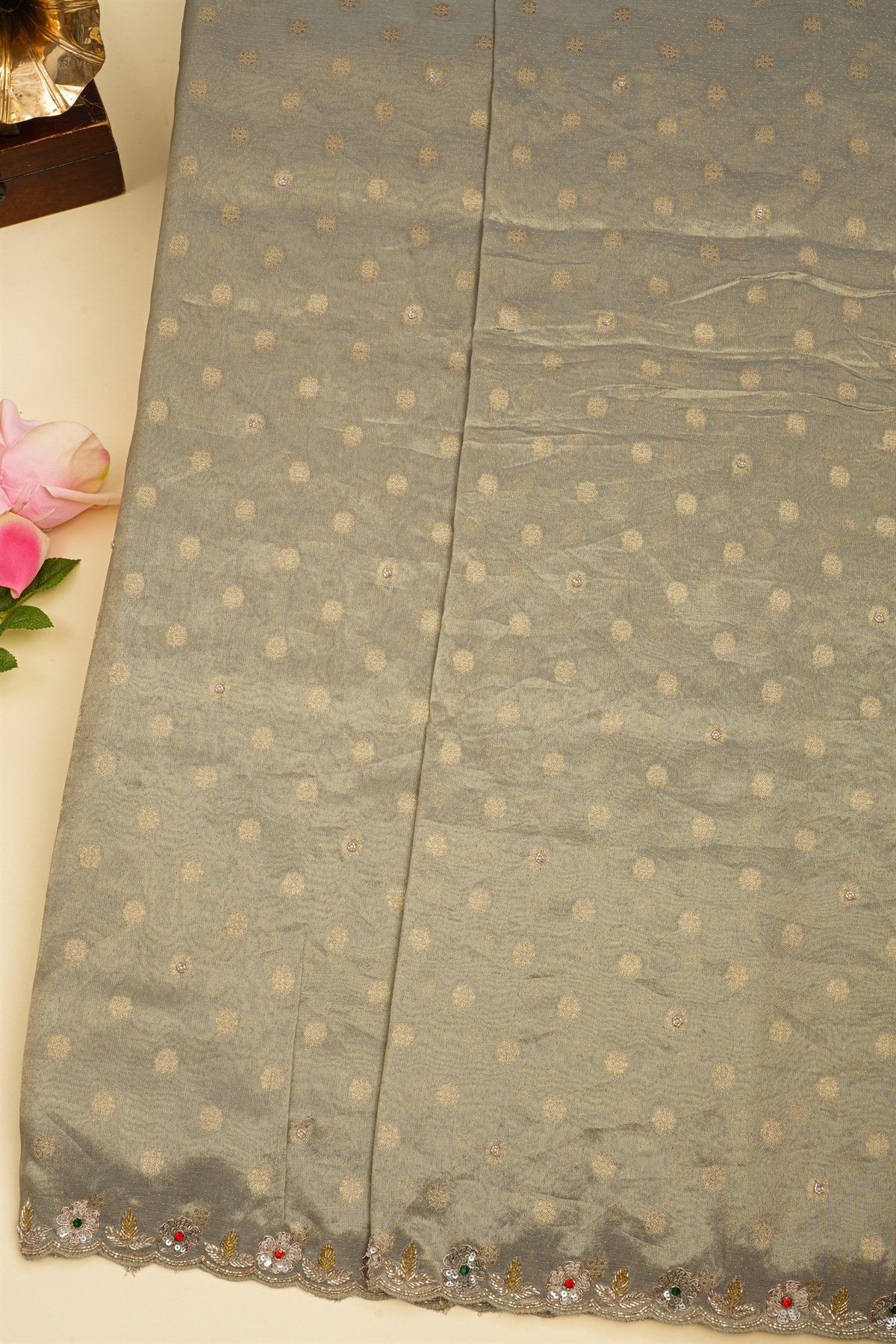 Designer Organza Grey Saree