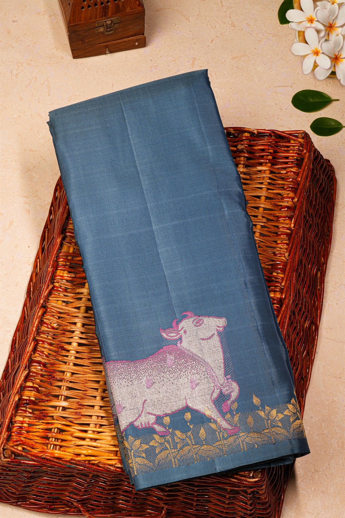 Kancheepuram Silk Ice Blue Saree