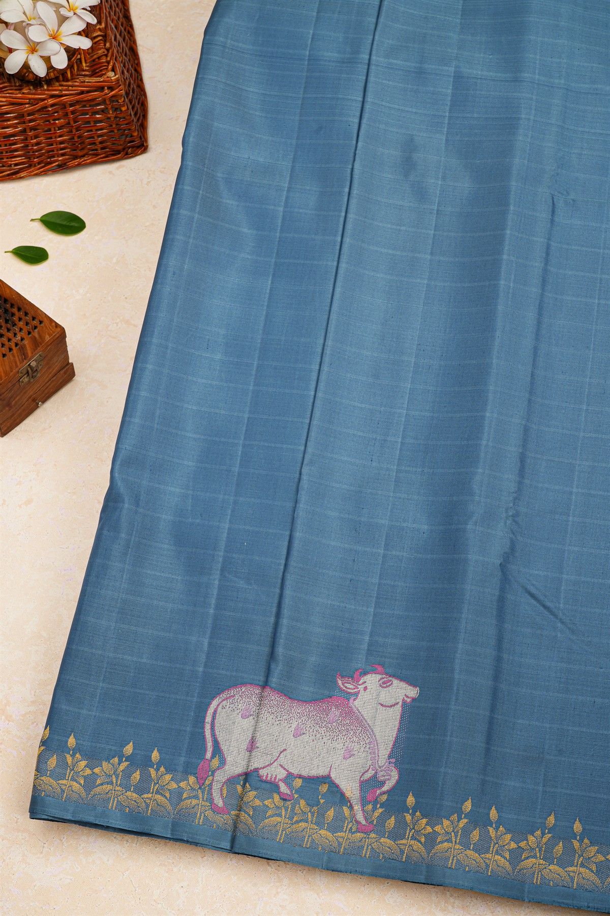 Kancheepuram Silk Ice Blue Saree