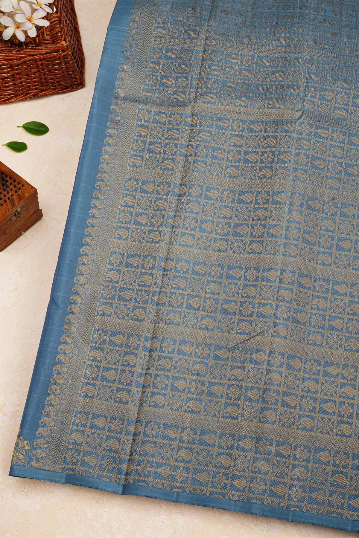 Kancheepuram Silk Ice Blue Saree