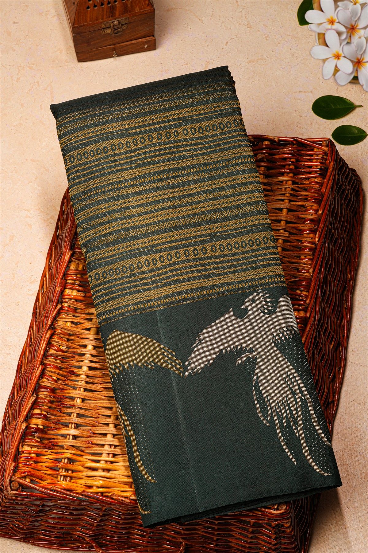 Kancheepuram Silk Bottle Green Saree